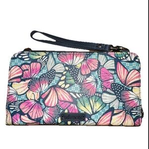 NEW Sakroots Wallet Butterfly Floral Zip Around Clutch Credit Card Coin Wallet